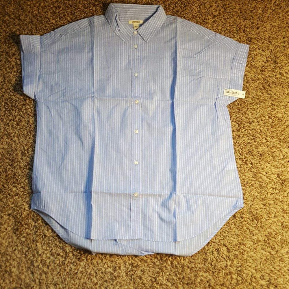 Blue Striped Button-Down Shirt- NWT